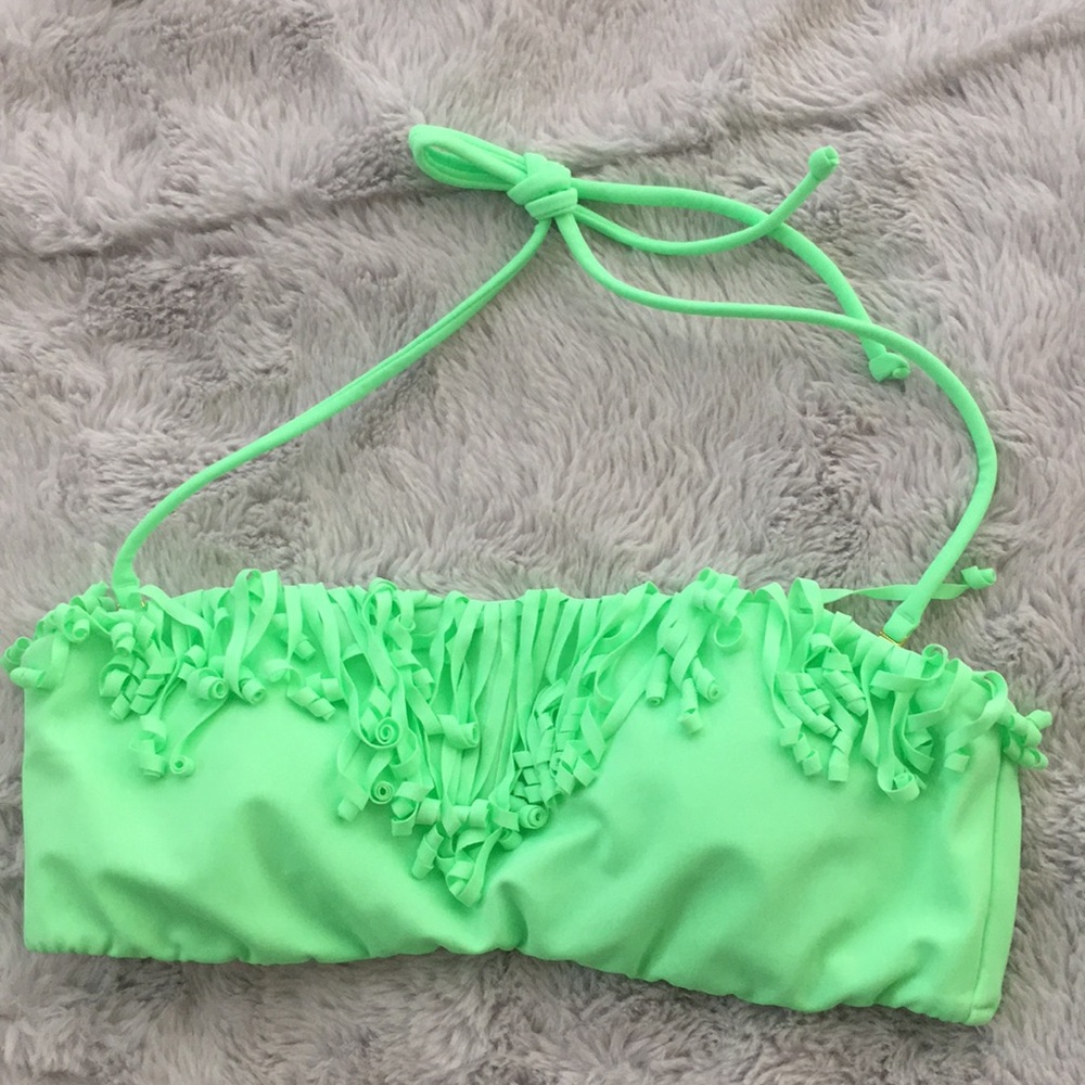 Victoria Secret Neon green fringe swim top